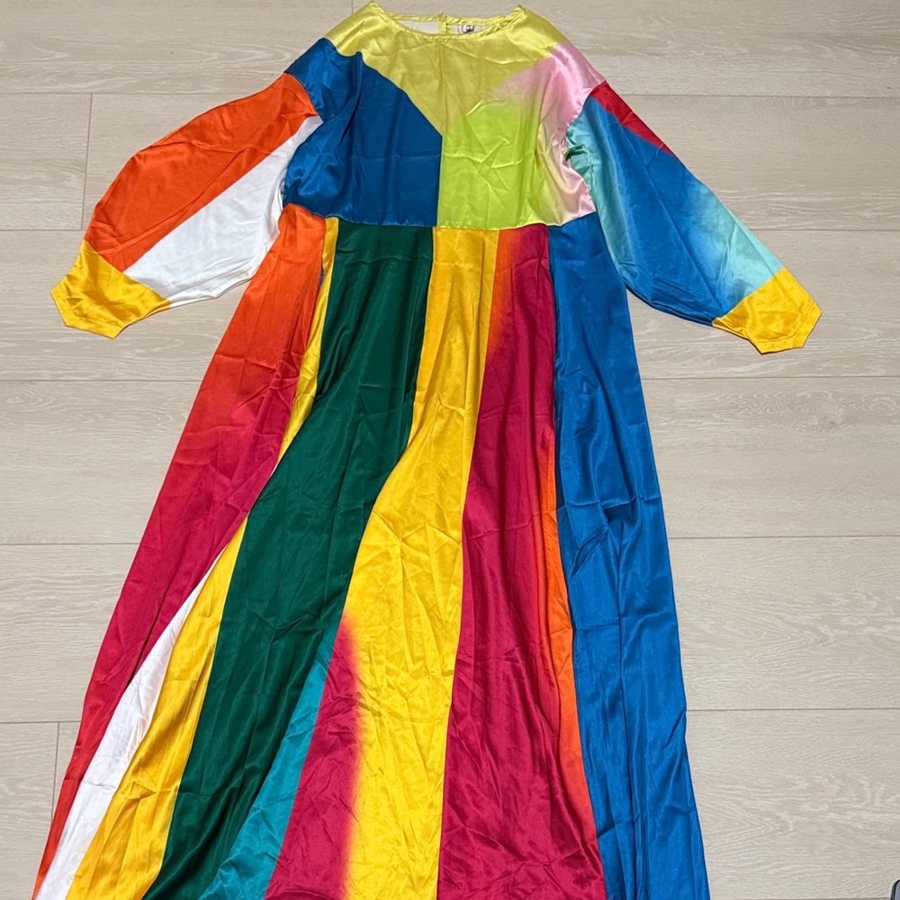 Colorful Long Sleeve Maxi Dress - Picture 2 of 9